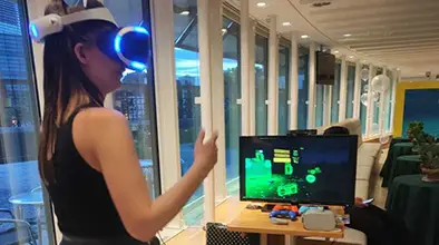 Gaming stations prepared for a corporate event