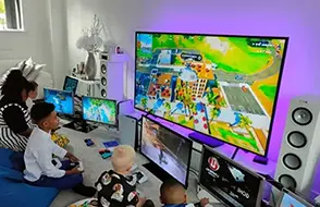 Children enjoying a hosted gaming birthday party in London